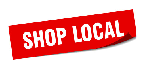 shop local sticker. square isolated label sign. peeler