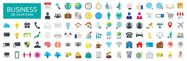 カラービジネスアイコンセット100