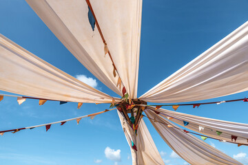 Medieval decoration with the blue sky on the background