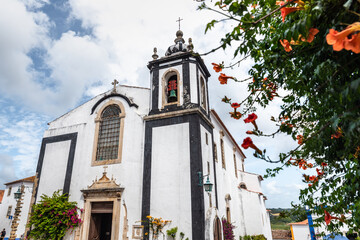Black and white church, Sain John the Baptist in Óbidos, Portugal