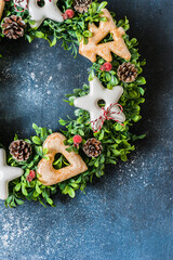 Christmas Wreath with Gingerbread Cookies