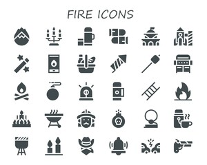 Modern Simple Set of fire Vector filled Icons