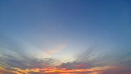 Fototapeta premium bright, blue and red, colored sky at sunset.