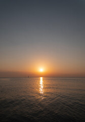 Sunset over private beach area in the Eastern Province of Saudi Arabia 