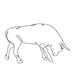 Large muscular bull with horns and hooves. Vector illustration for a postcard, print on clothes or a poster.