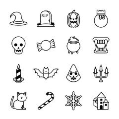 bundle of sixteen halloween set collection icons