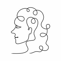 The girl's face in profile in a linear style.