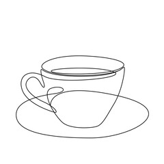 Line art coffee cup illustration. Modern minimal design. Eps10 vector.