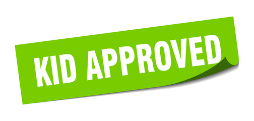 kid approved sticker. square isolated label sign. peeler