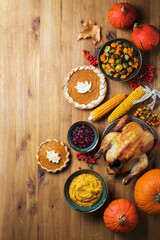 Thanksgiving dinner food, fall festive culinary concept