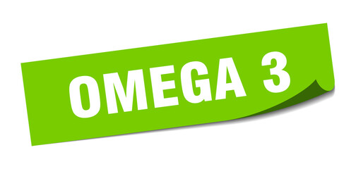 omega 3 sticker. square isolated label sign. peeler