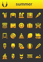 Modern Simple Set of summer Vector filled Icons