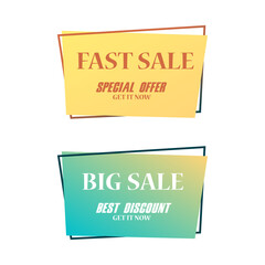 Vector illustration of a shopping promotion banner set. Perfect for design elements from shop advertisements, shopping centers, and discount offers. Super sale and special offer banner collection.