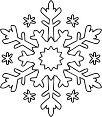 Linear drawing of snowflakes on a white background. Coloring page for children and adults. New Year's decor. Hand-drawn line snowflake