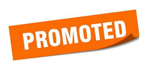 promoted sticker. square isolated label sign. peeler