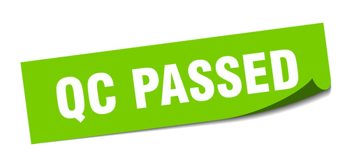 qc passed sticker. square isolated label sign. peeler