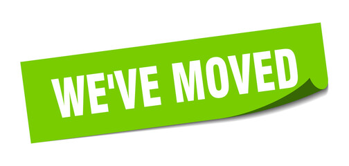 we've moved sticker. square isolated label sign. peeler