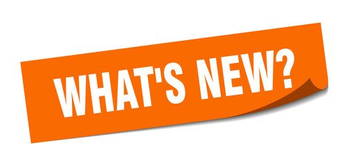 what's new? sticker. square isolated label sign. peeler