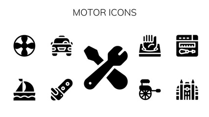 Modern Simple Set of motor Vector filled Icons