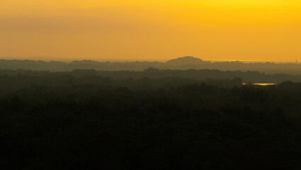 Sunrise at Wassermann on Schiermonnikoog. Viewpoint Wassermann with a lot of trees.
