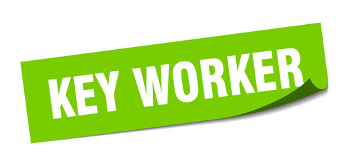 key worker sticker. square isolated label sign. peeler
