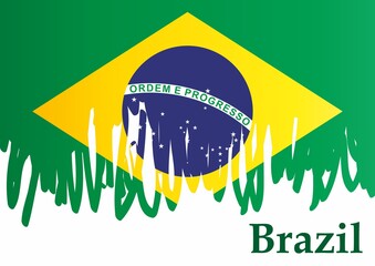 Flag of Brazil, Federative Republic of Brazil. template for award design, an official document with the flag of Brazil and other uses. Bright, colorful vector illustration