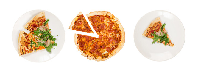 Pepperoni or Diabola Pizza in Delivery Box Top View