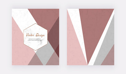 Geometric cover design with pink triangles on the marble texture.
