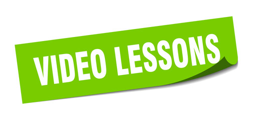 video lessons sticker. square isolated label sign. peeler