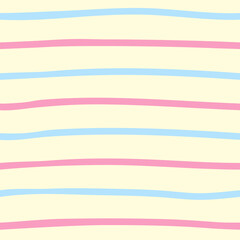 Hand Drawn Pink and Blue Stripe Seamless Pattern