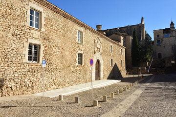 building of Les Aligues,old town of Girona, Catalonia, Spain