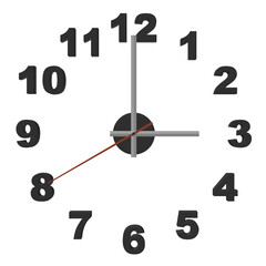 Clock without case isolated on white background. 3D. Vector illustration