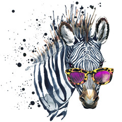 Funny zebra. watercolor illustration. african nature. tropical animal. wildlife. © Елена Фаенкова