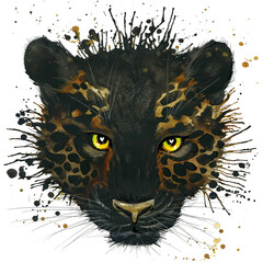black jaguar watercolor illustration. wild animal. Panther © Елена Фаенкова