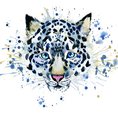 Snow Leopard watercolor illustration

