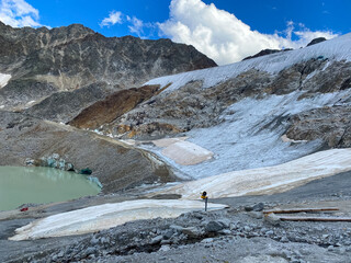 The Tiefenbach glacier located near Sölden in the Ötztal Alps of Tyrol, Austria.
