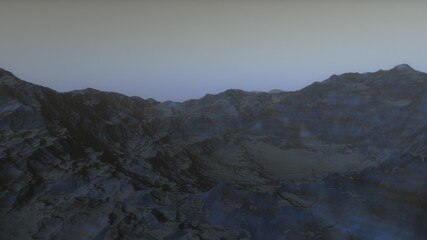 Fototapeta premium alien Planet, fantasy landscape, view from the surface of an exo-planet, science fiction landscape, 3d Render