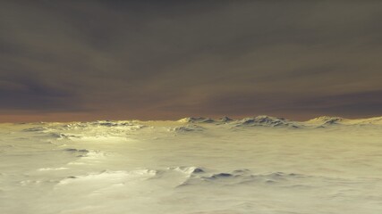 alien Planet, fantasy landscape, view from the surface of an exo-planet, science fiction landscape, 3d Render