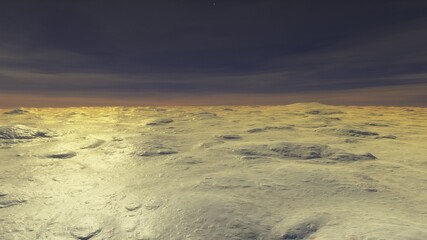 alien Planet, fantasy landscape, view from the surface of an exo-planet, science fiction landscape, 3d Render