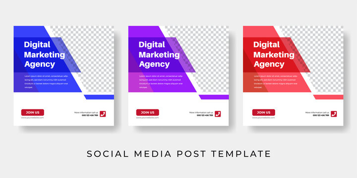 Modern social media post template for Digital Marketing, Corporate business, Marketing Professional, Agency. Geometric shapes colorful design banner, web, advertising, background.