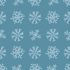 Naklejka na ściany i meble Seamless background of hand drawn snowflakes
