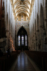 Fototapeta premium Kirchenschiff des Ulmer Doms- Ulm. Baden-Württemberg, Deutschland, Europa 