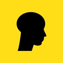 Vector silhouette of human face in profile. Portrait young beautiful man, boy looking side. Close up isolated illustration.