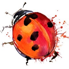 Ladybug. beetle watercolor illustration. forest animal. wildlife. 
