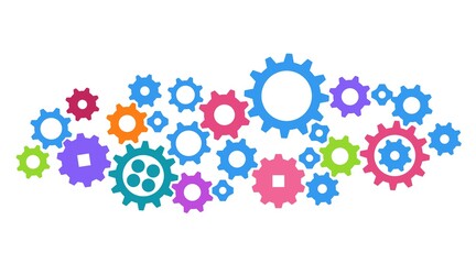 Gears colors in Progress., icon, vector Isolated illustration
