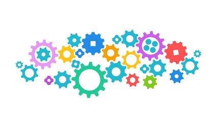 Gears colors in Progress., icon, vector Isolated illustration