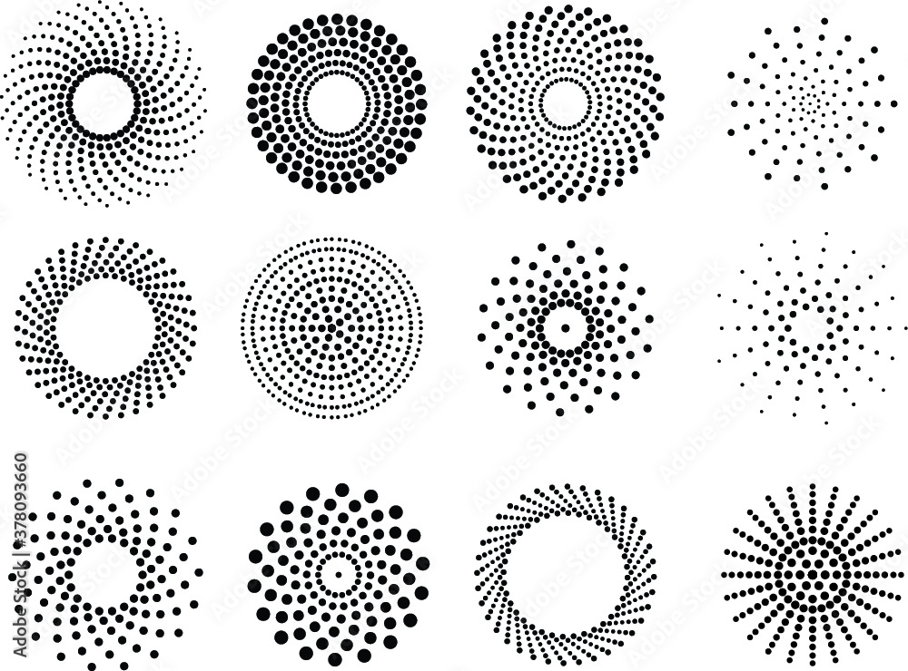 Poster halftone dots in circle form. round logo . vector dotted frame . design element