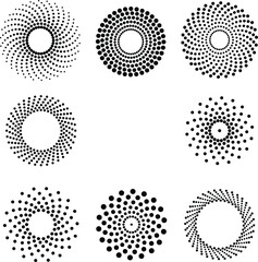 Halftone dots in circle form. round logo . vector dotted frame . design element