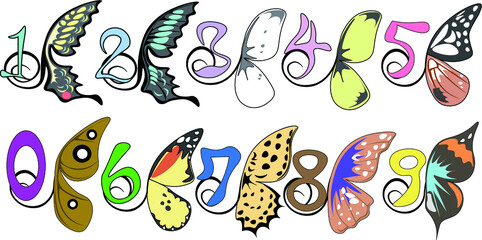 カラフルな蝶　数字
