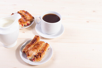 sweet treats and espresso  as coffee break concept